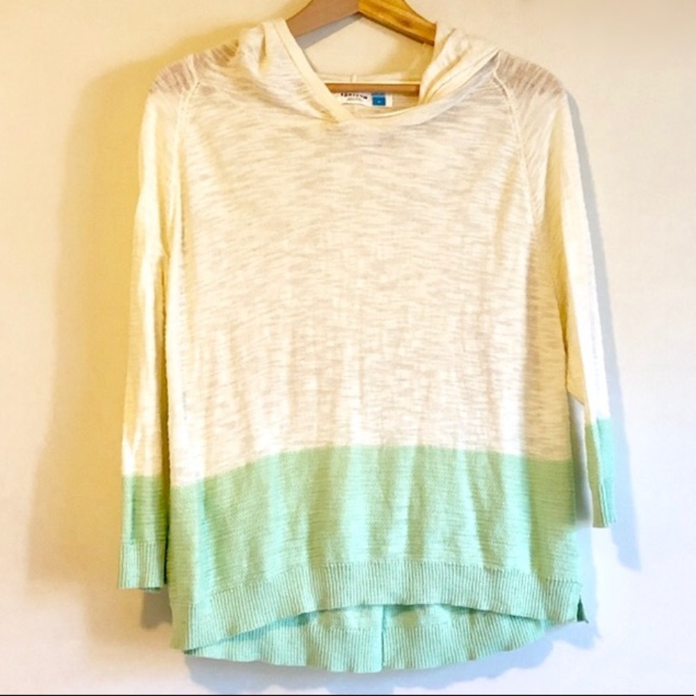 Sparrow Anthropologie cream and mint green hoodie